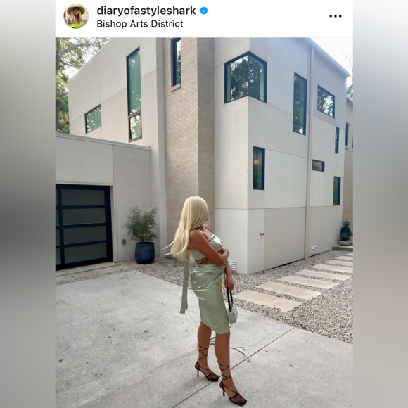 Satin Halter Crop Top and Ruched Midi Skirt - Picture 3 of 3